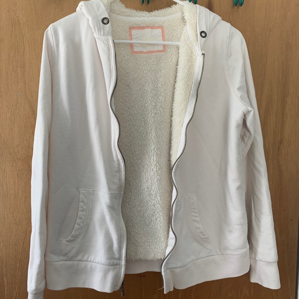 White Zip Up Hoodie with Fur Inside